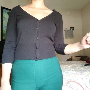 Black cardigan with crystal studded buttons